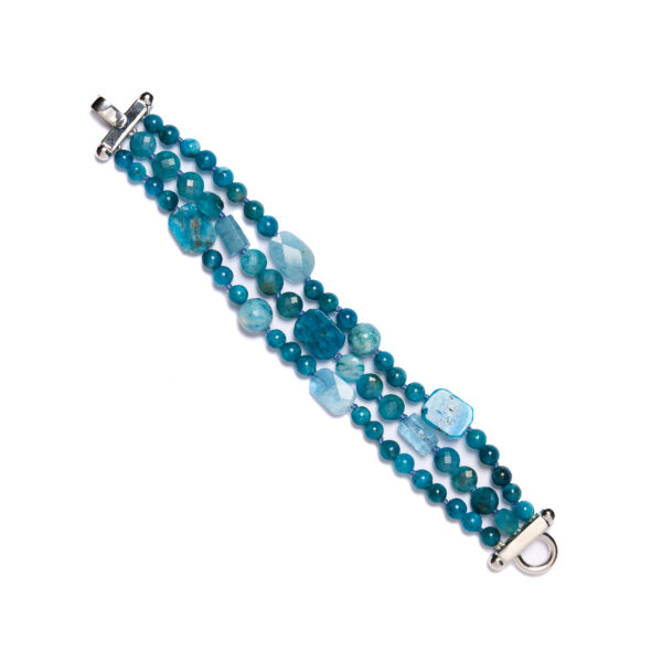 Bracciale a tre fili in Apatite ed Acquamarina