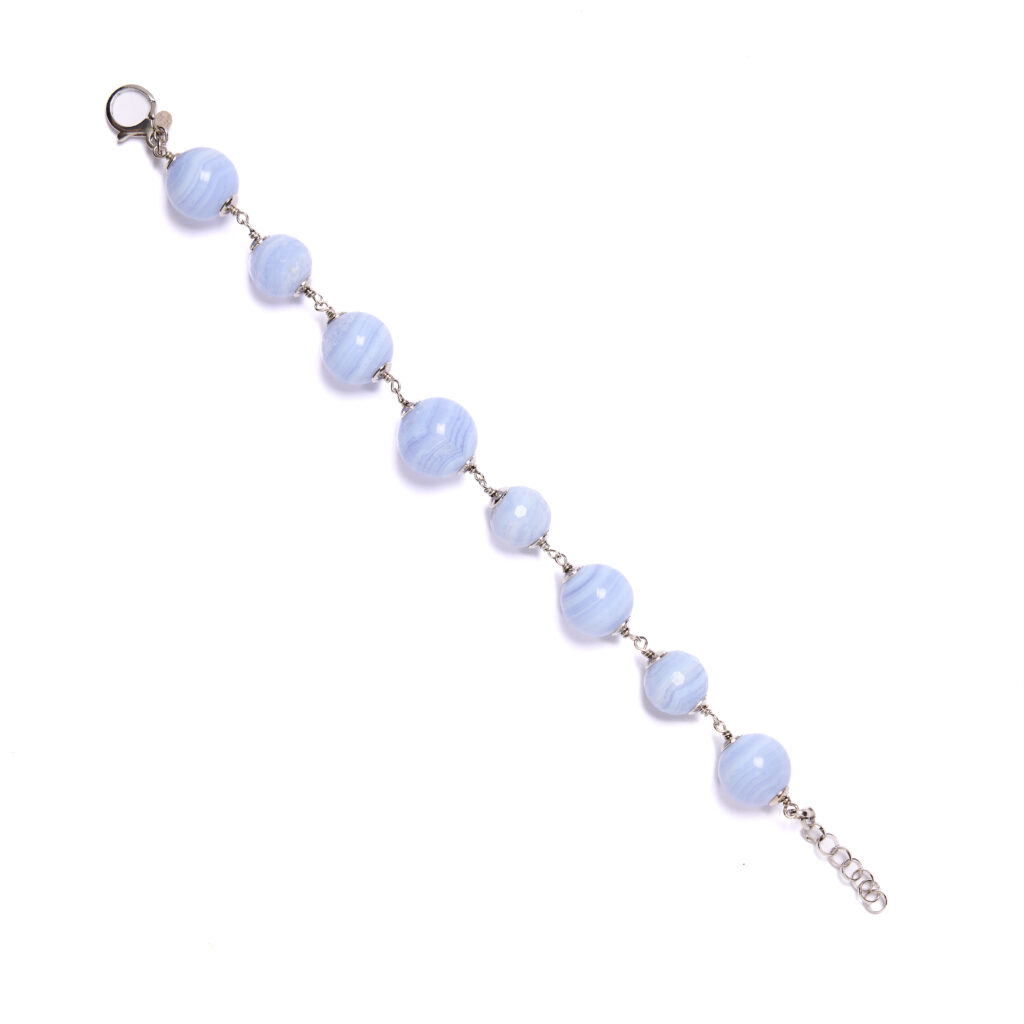 Bracciale rilegato in Calcedonio e Argento