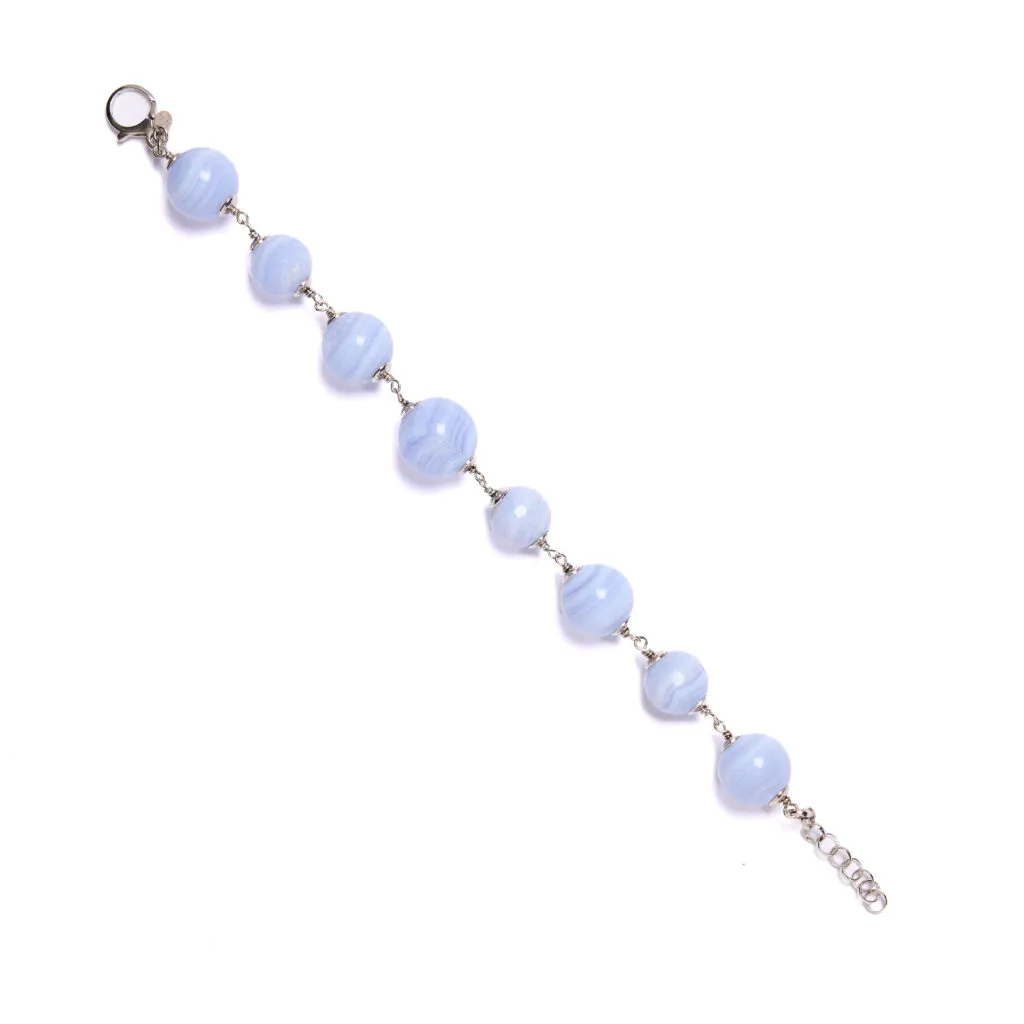 Bracciale rilegato in Calcedonio e Argento