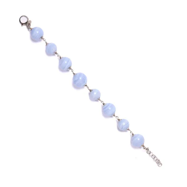 Bracciale rilegato in Calcedonio e Argento