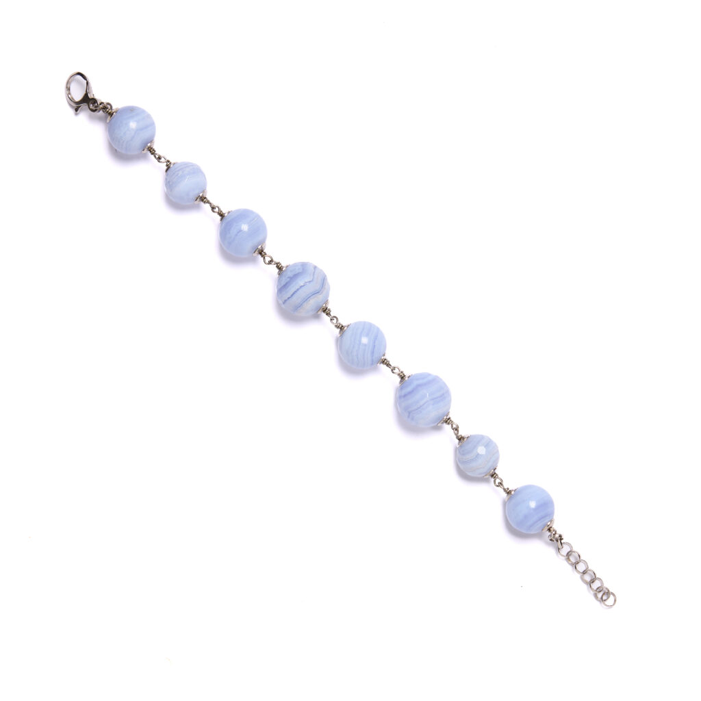Bracciale rilegato in Calcedonio e Argento