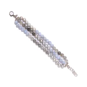 Bracciale infilato in Calcedonio e Quarzo Grigio