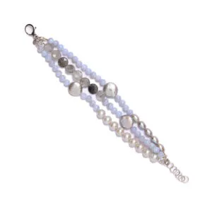 Bracciale infilato con Calcedonio e Perle