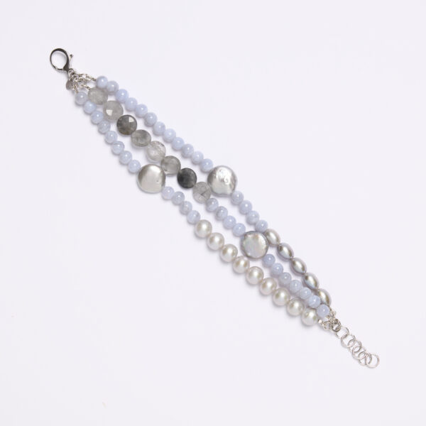 Bracciale infilato con Calcedonio e Perle