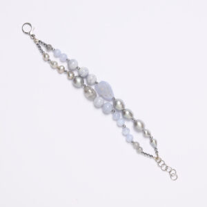 Bracciale infilato con Calcedonio e Perle