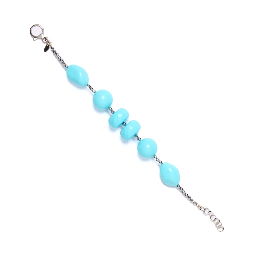 Bracciale in Ematite e Pasta Turchese