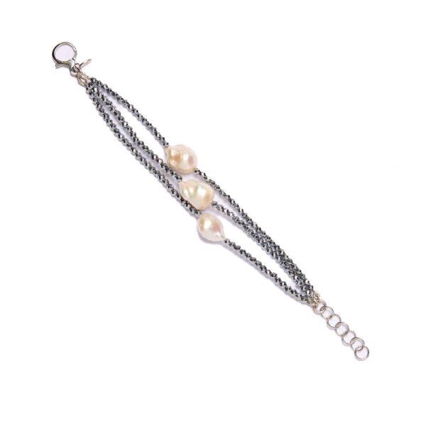 Bracciale a tre fili in Ematite e Perle