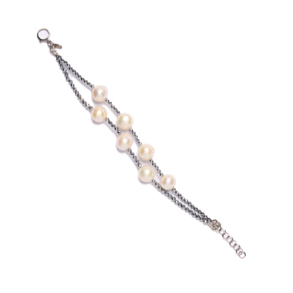 Bracciale a due fili in Ematite e Perle