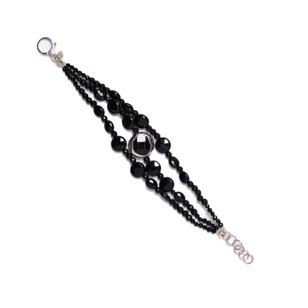 Bracciale a tre fili in Agata nera con Scontornato