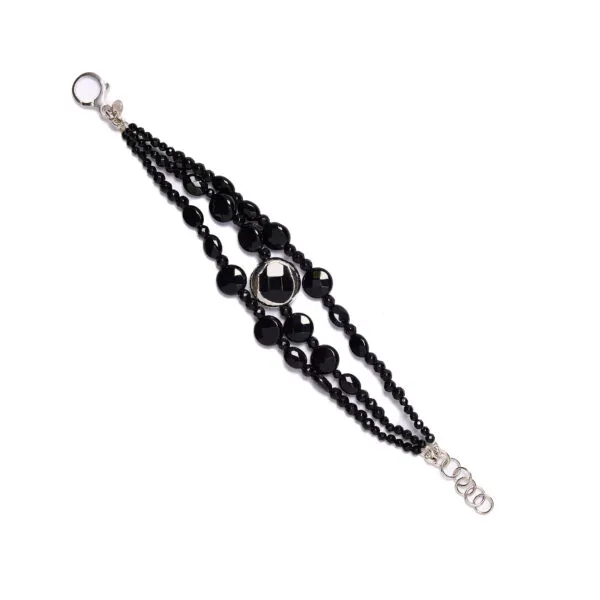 Bracciale a tre fili in Agata nera con Scontornato
