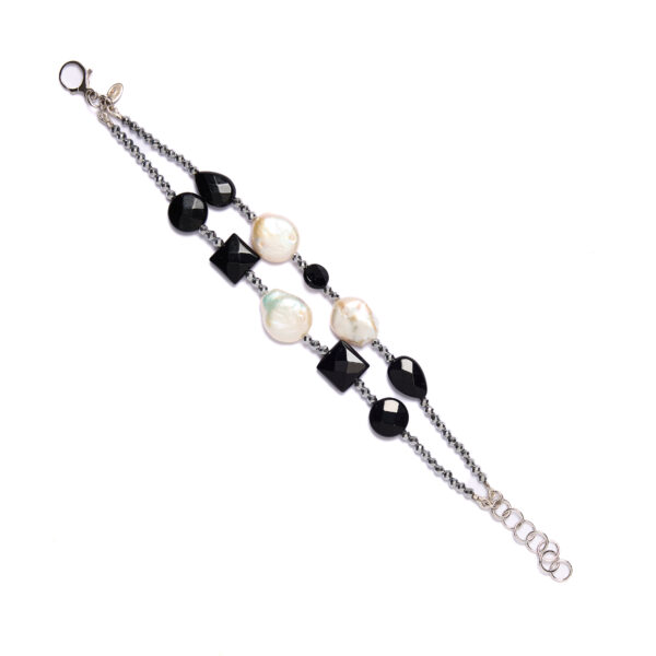 Bracciale in Agata Nera con Perle ed Ematite