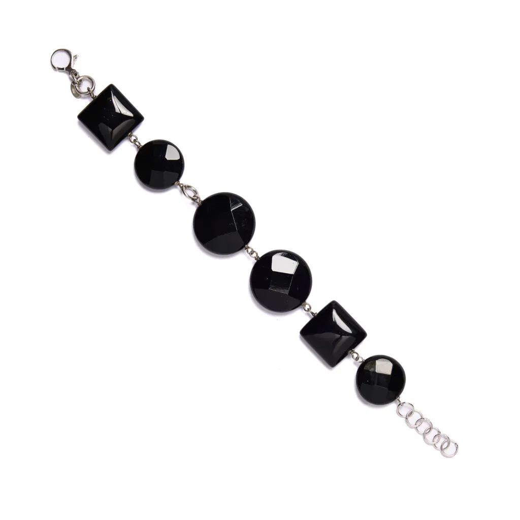Bracciale in Agata Nera ed Argento