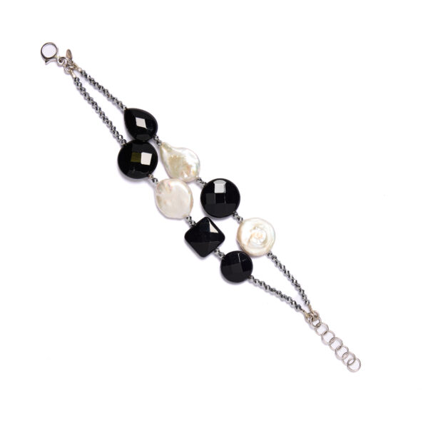 Bracciale in Agata Nera con Perle ed Ematite