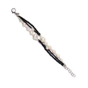 Bracciale e tre fili in Agata Nera e Perle