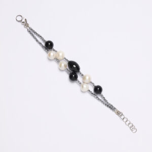 Bracciale in Agata Nera con Perle ed Ematite