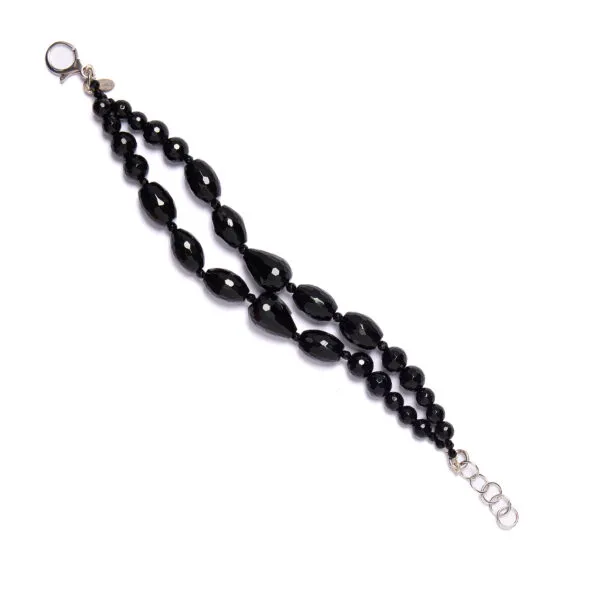 Bracciale e due fili in Agata Nera