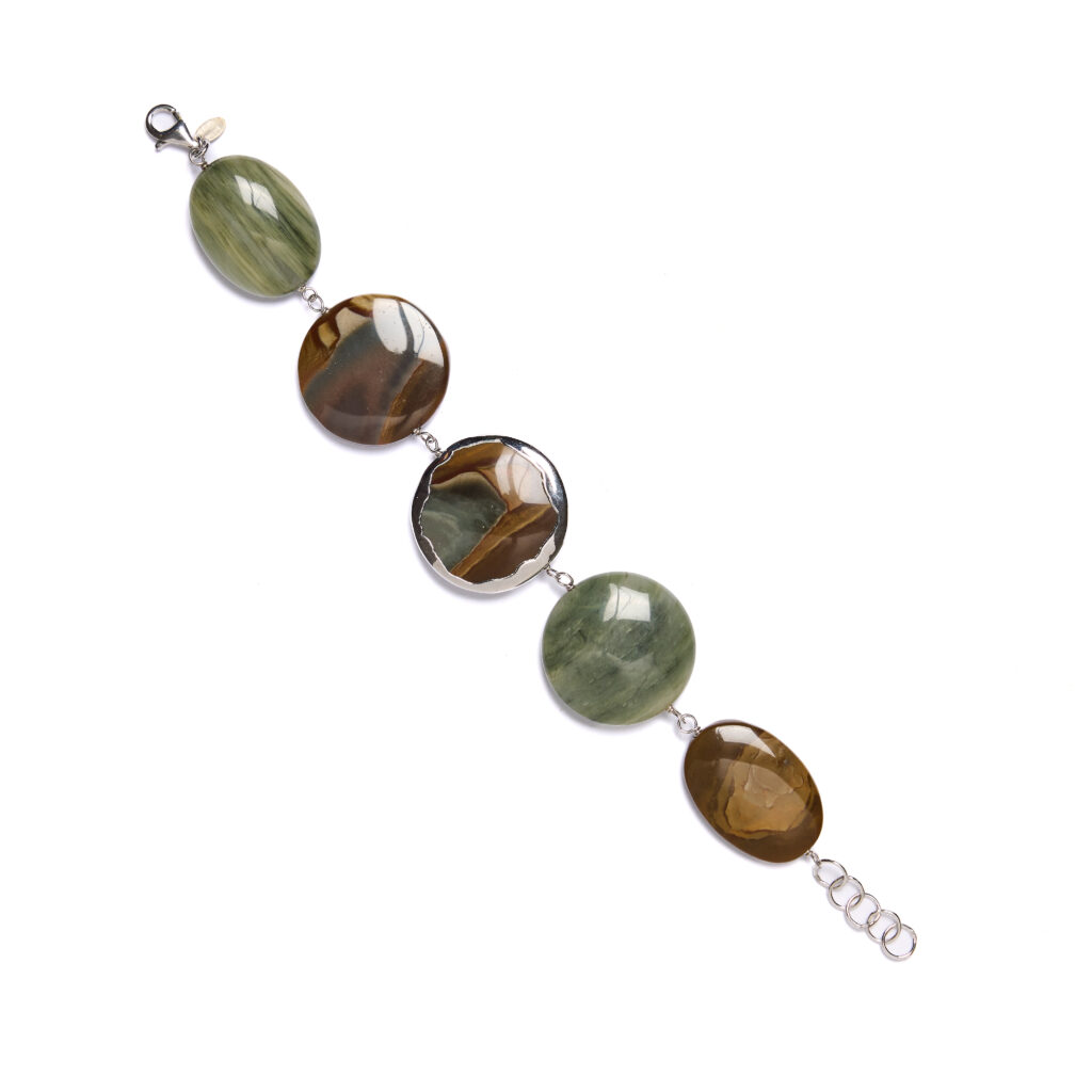 Bracciale in Agata e Diaspro Landscape scontornato