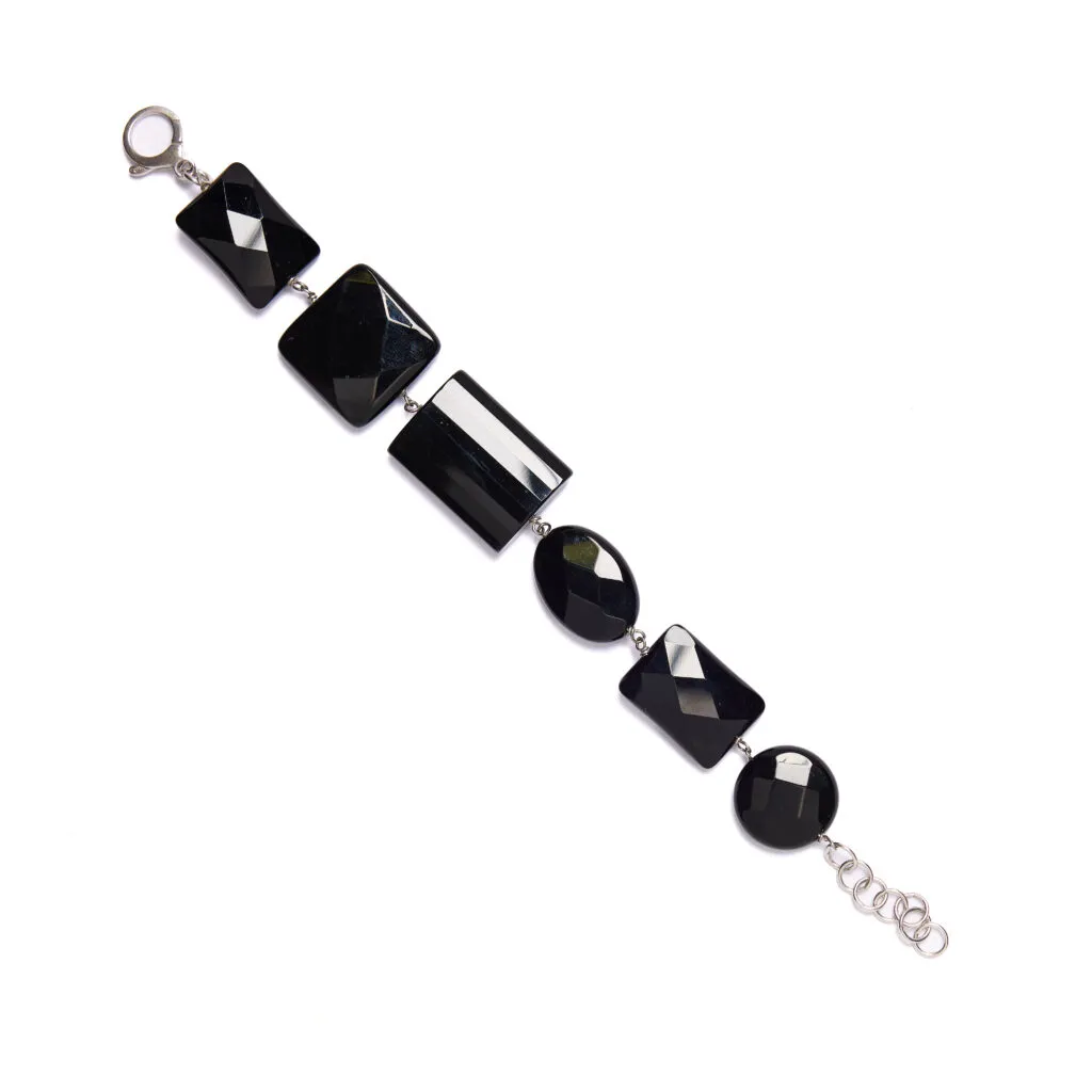 Bracciale in Agata Nera ed Argento