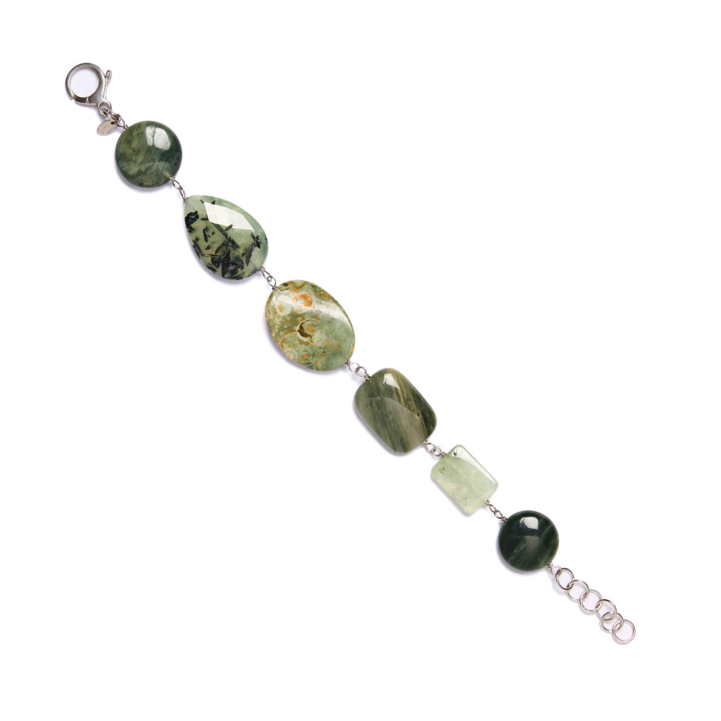 Bracciale rilegato in Prehnite e Riolite