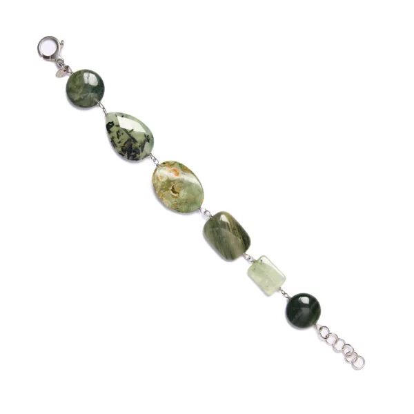 Bracciale rilegato in Prehnite e Riolite
