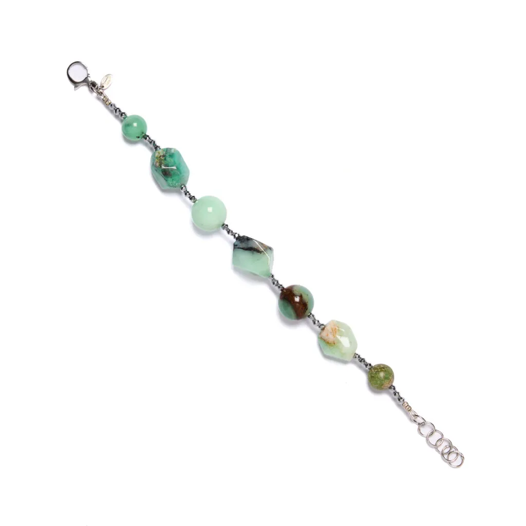 Bracciale infilato in Crisoprasio ed Ematite