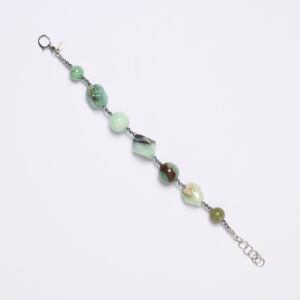 Bracciale infilato in Crisoprasio ed Ematite