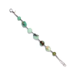 Bracciale infilato in Crisoprasio ed Ematite