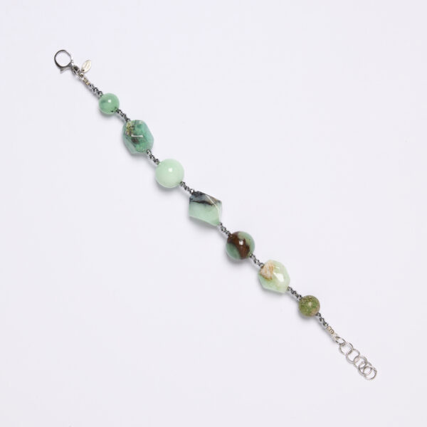 Bracciale infilato in Crisoprasio ed Ematite