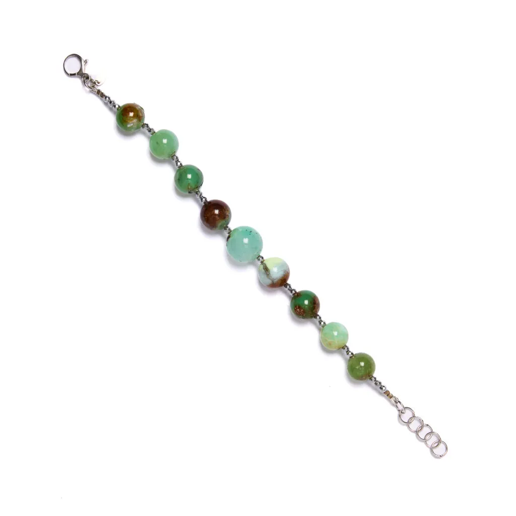 Bracciale infilato in Crisoprasio ed Ematite