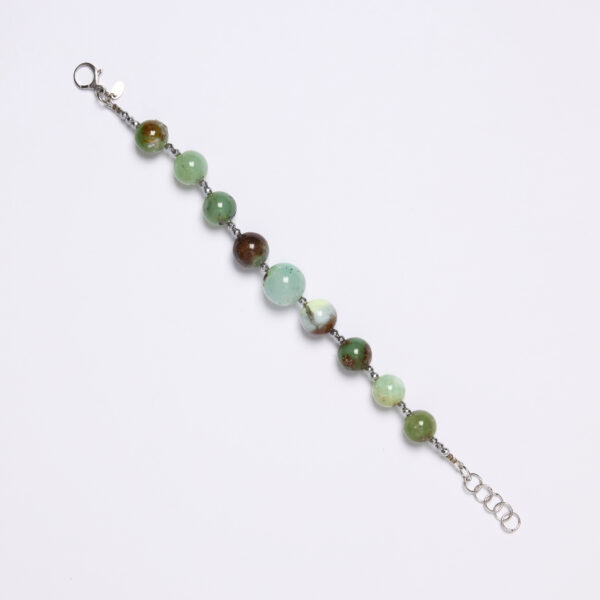 Bracciale infilato in Crisoprasio ed Ematite