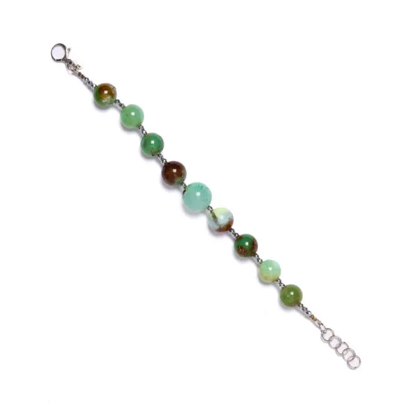 Bracciale infilato in Crisoprasio ed Ematite