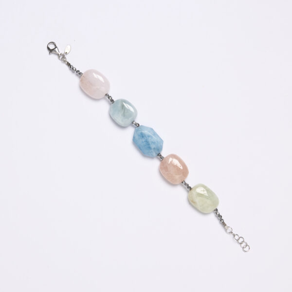 Bracciale infilato in Morganite ed Ematite
