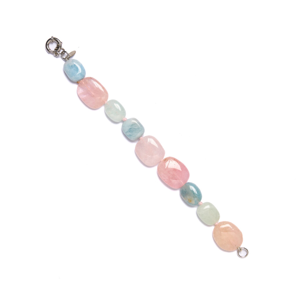 Bracciale infilato in Morganite ed Acquamarina