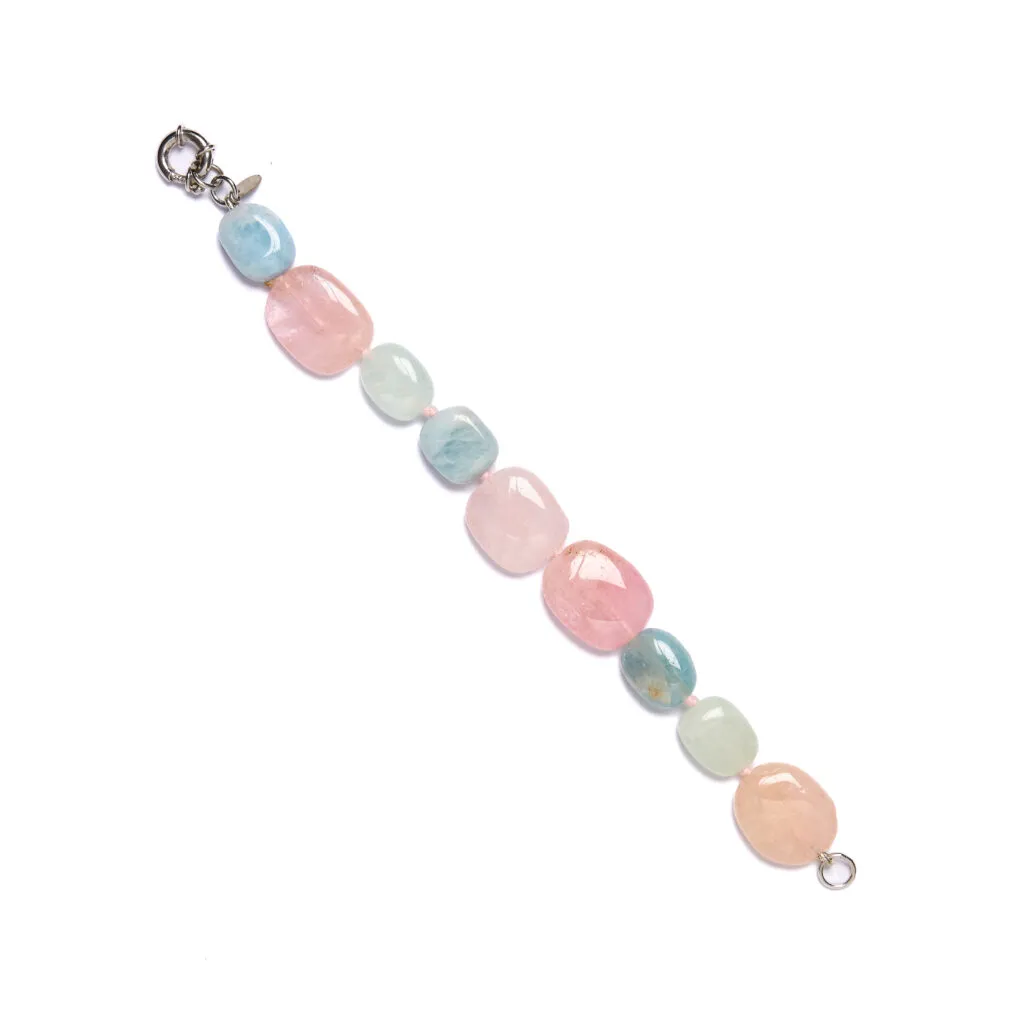 Bracciale infilato in Morganite ed Acquamarina