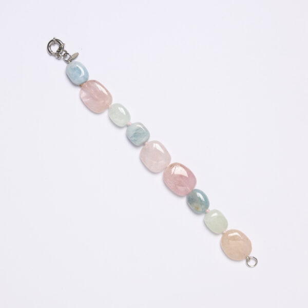 Bracciale infilato in Morganite ed Acquamarina