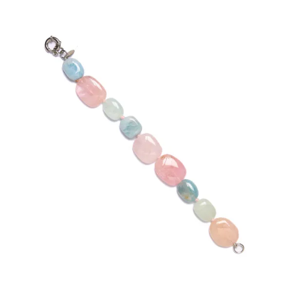Bracciale infilato in Morganite ed Acquamarina