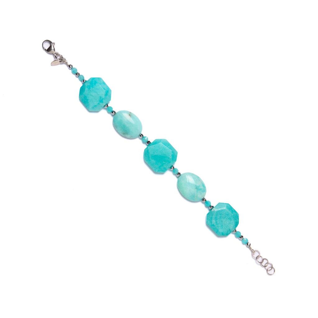Bracciale in Amazzonite ed Ematite