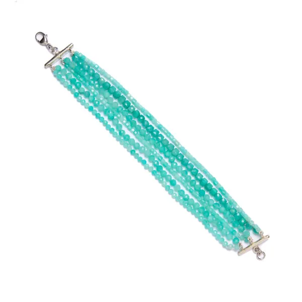 Bracciale multifilo in Amazzonite sfaccettata
