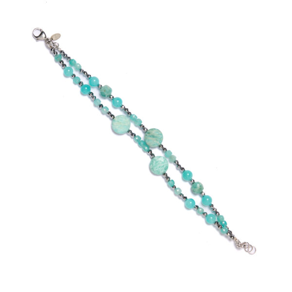 Bracciale a due fili in Amazzonite ed Ematite