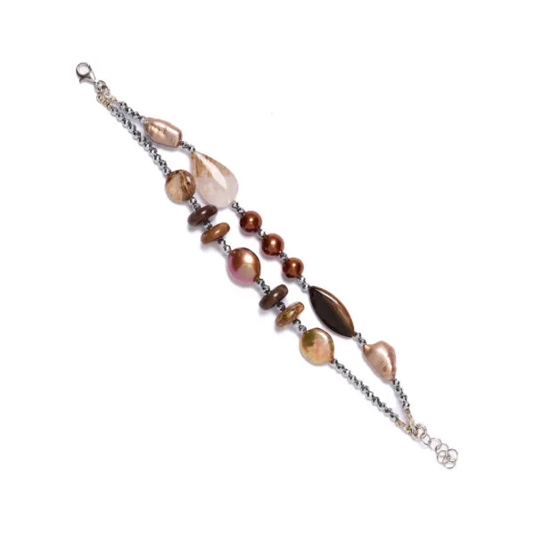 Bracciale infilato in Lodolite e Perle