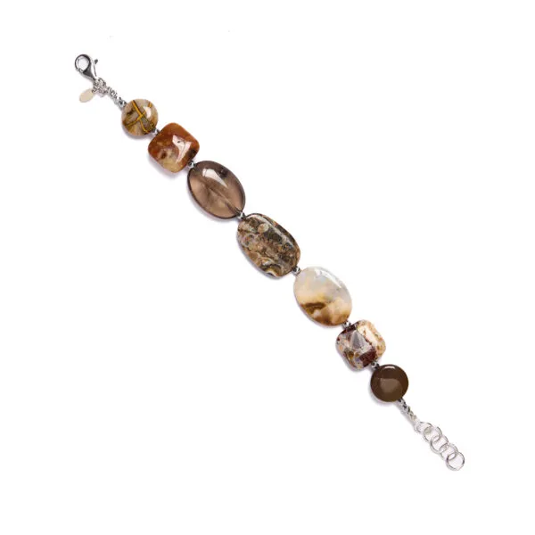 Bracciale infilato in Quarzo Fumé e Agata Turitella