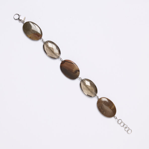 Bracciale rilegato in Quarzo Fumé e Diaspro