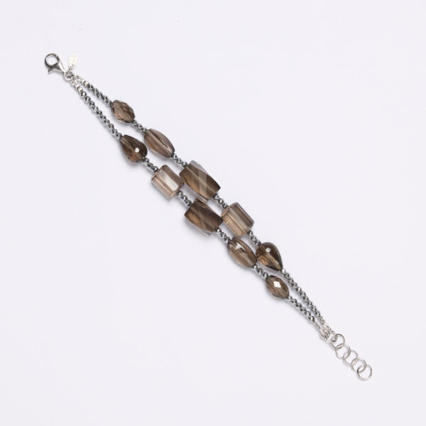 Bracciale infilato in Quarzo Fumé ed Ematite