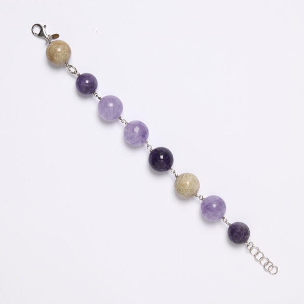 Bracciale rilegato in Ametista e Corallo Fossile