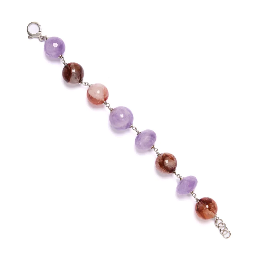 Bracciale rilegato in Ametista e Quarzo Ematoide