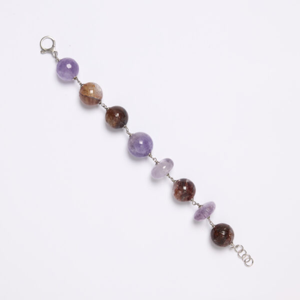 Bracciale rilegato in Ametista e Quarzo Ematoide