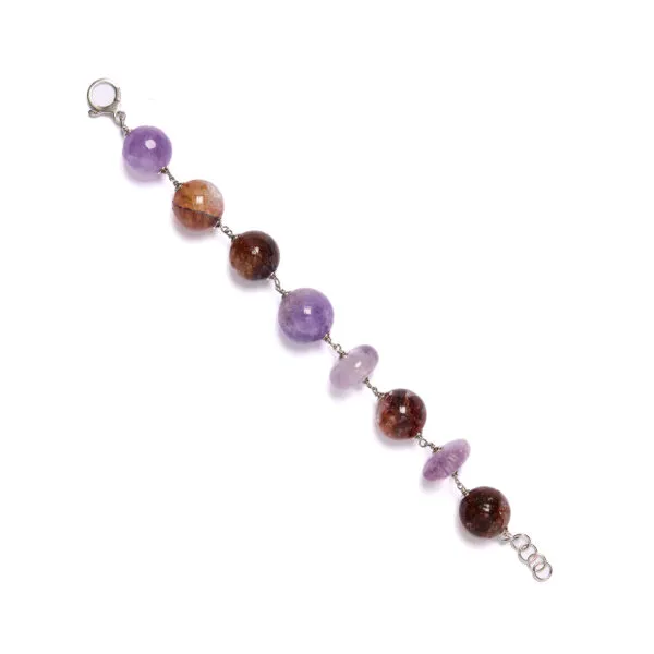 Bracciale rilegato in Ametista e Quarzo Ematoide