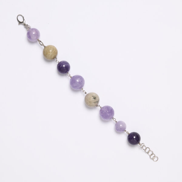Bracciale rilegato in Ametista e Corallo Fossile