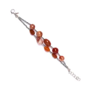 Bracciale a due fili in Agata di Fuoco e Corniola