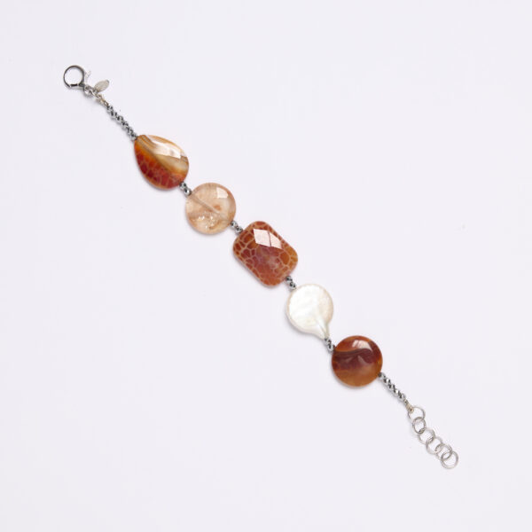 Bracciale in Agata di Fuoco e Quarzo Ematoide